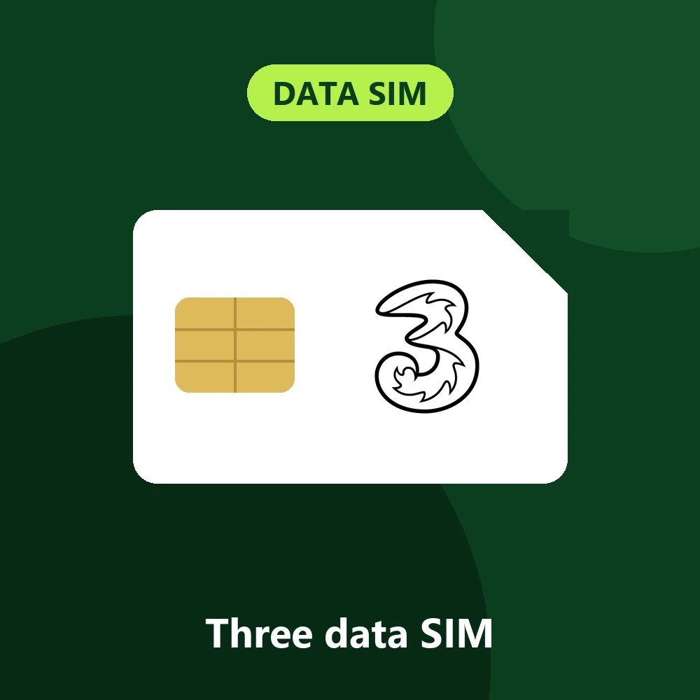 Three Data SIM Card – Preloaded Data – My Top Up